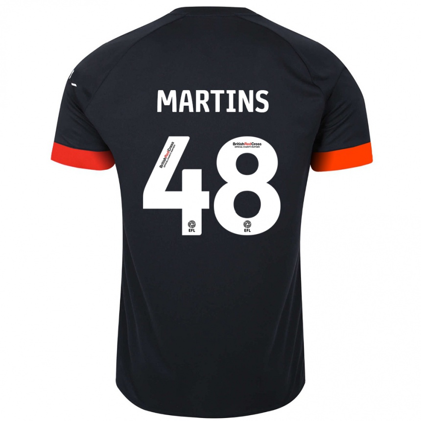 Kids Football Dominic Dos Santos Martins #48 Black Orange Away Jersey 2024/25 T-Shirt Uk