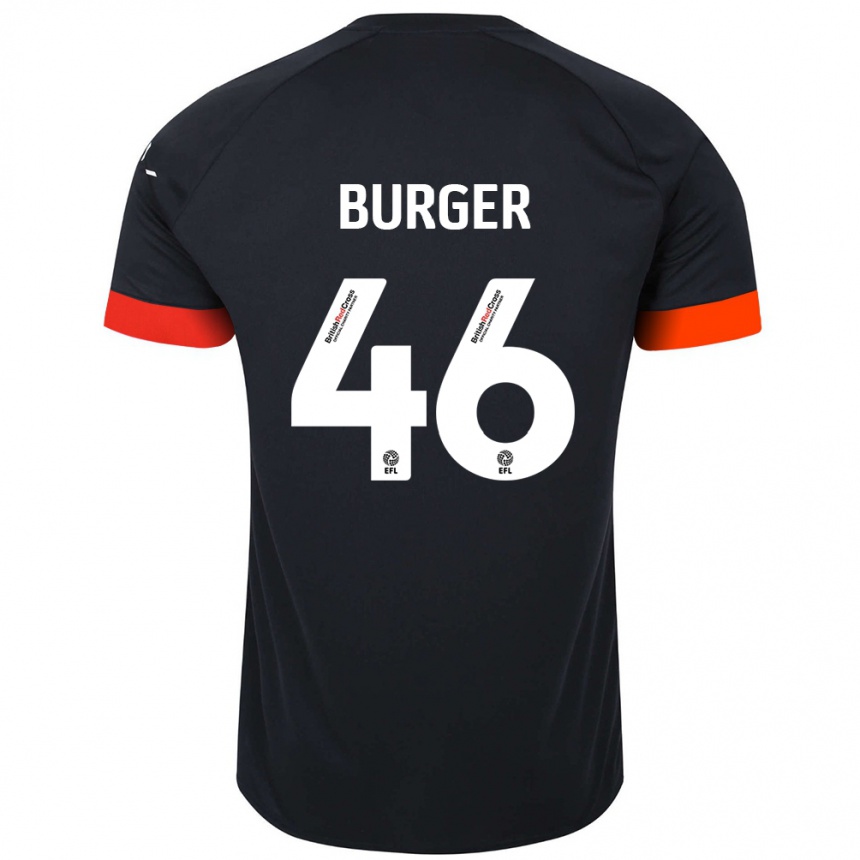 Kids Football Jake Burger #46 Black Orange Away Jersey 2024/25 T-Shirt Uk