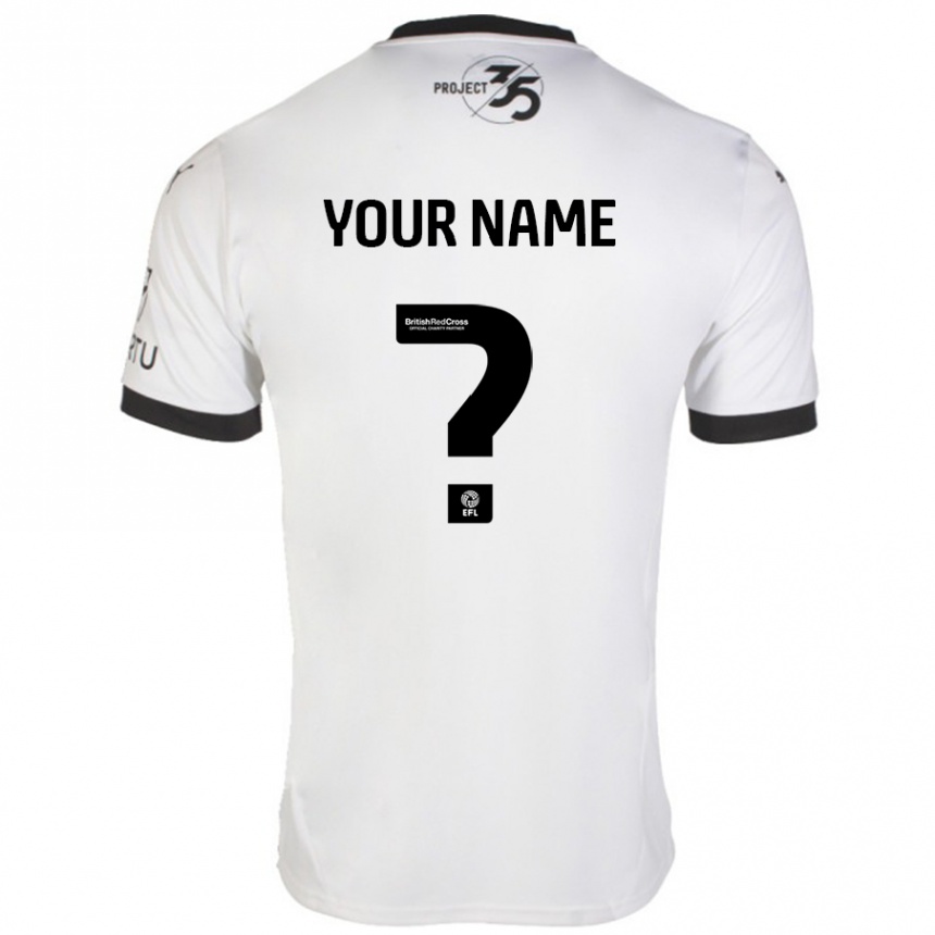 Kids Football Your Name #0 White Black Away Jersey 2024/25 T-Shirt Uk