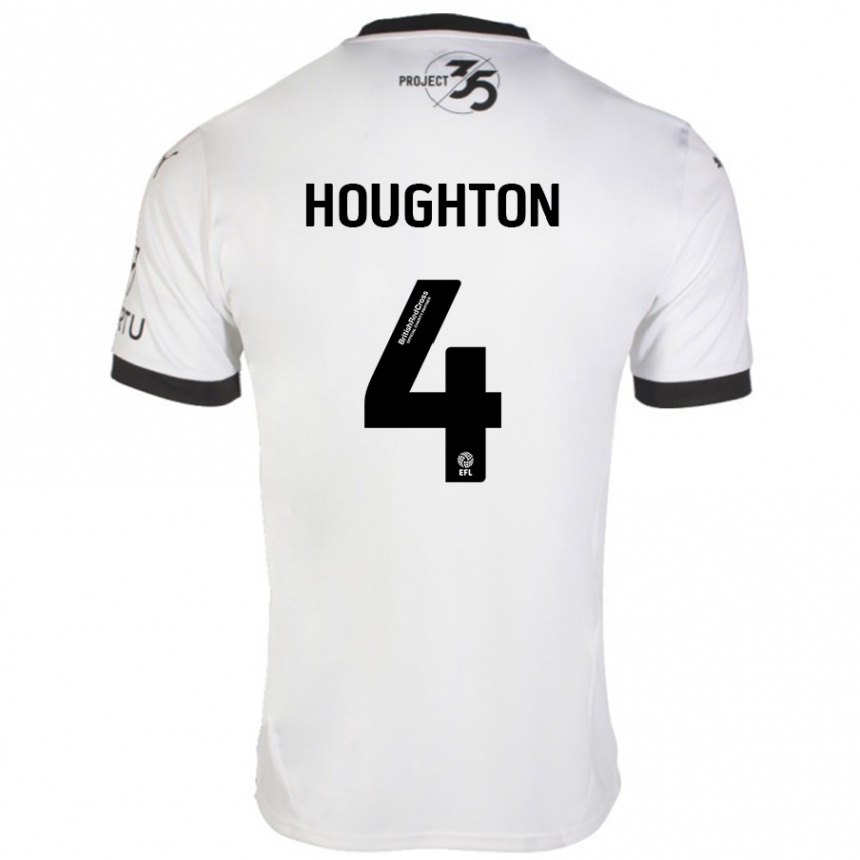 Kids Football Jordan Houghton #4 White Black Away Jersey 2024/25 T-Shirt Uk