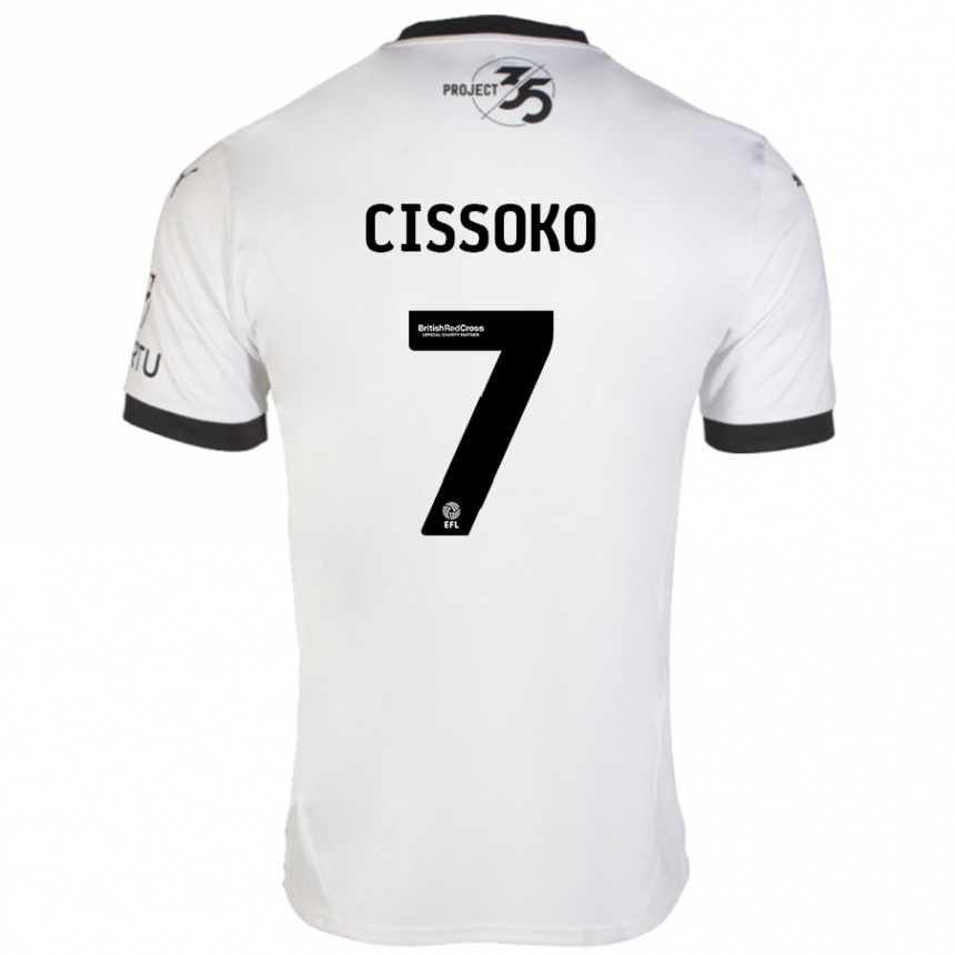 Kids Football Ibrahim Cissoko #7 White Black Away Jersey 2024/25 T-Shirt Uk