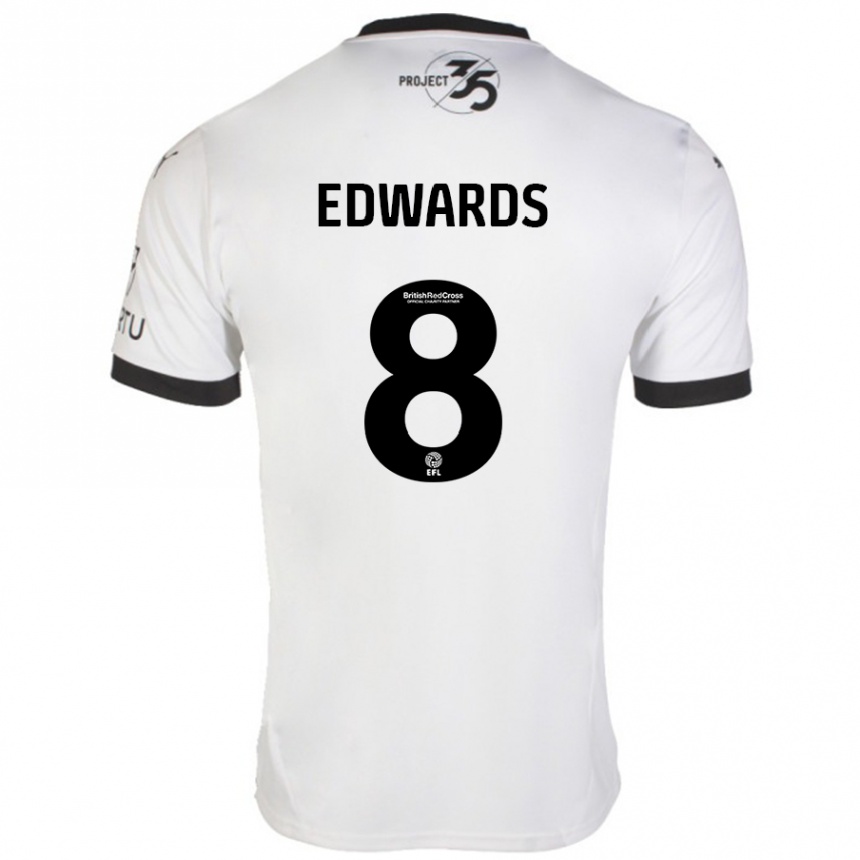 Kids Football Joe Edwards #8 White Black Away Jersey 2024/25 T-Shirt Uk