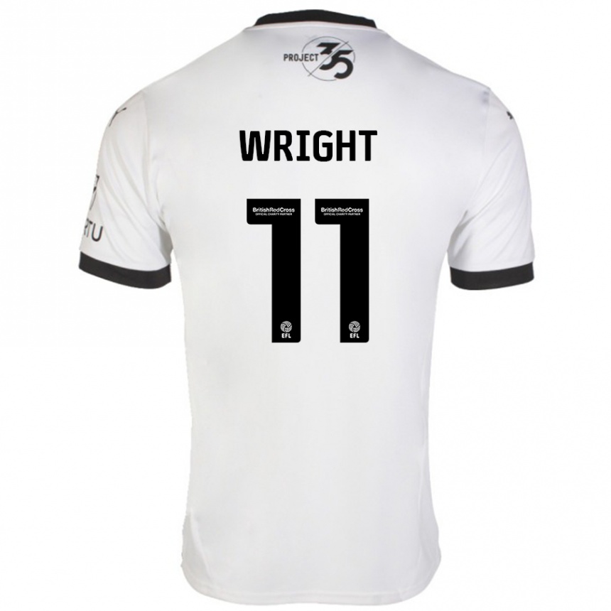 Kids Football Callum Wright #11 White Black Away Jersey 2024/25 T-Shirt Uk