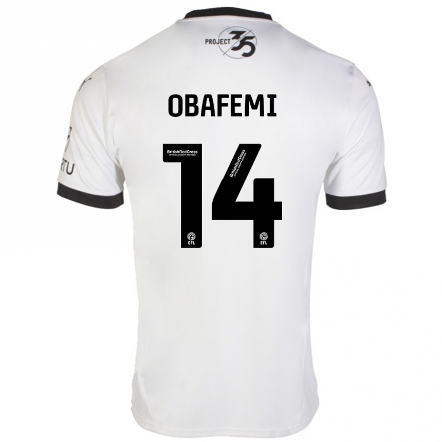 Kids Football Michael Obafemi #14 White Black Away Jersey 2024/25 T-Shirt Uk