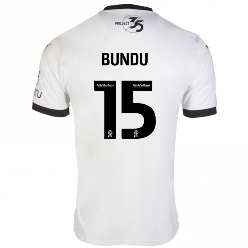 Kids Football Mustapha Bundu #15 White Black Away Jersey 2024/25 T-Shirt Uk