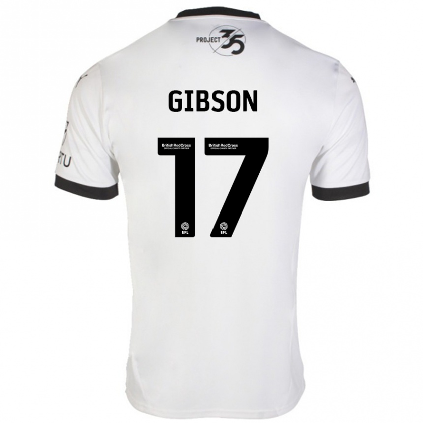 Kids Football Lewis Gibson #17 White Black Away Jersey 2024/25 T-Shirt Uk