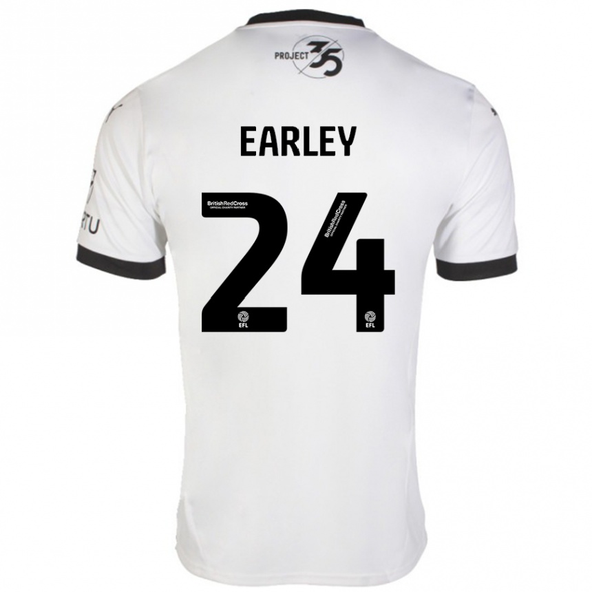 Kids Football Saxon Earley #24 White Black Away Jersey 2024/25 T-Shirt Uk