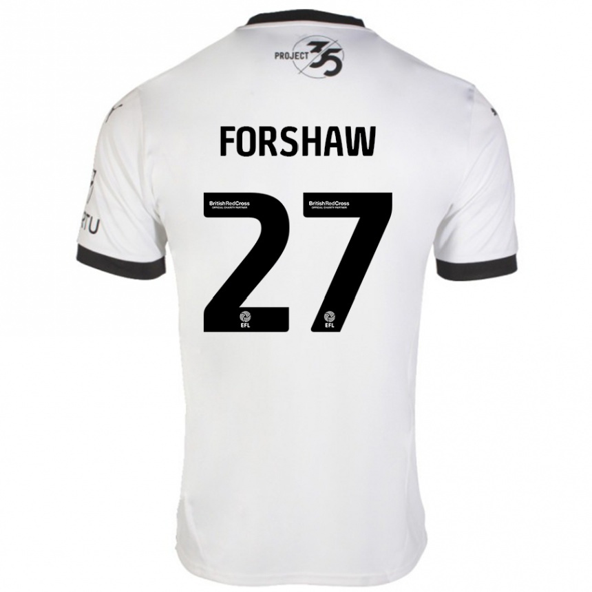 Kids Football Adam Forshaw #27 White Black Away Jersey 2024/25 T-Shirt Uk