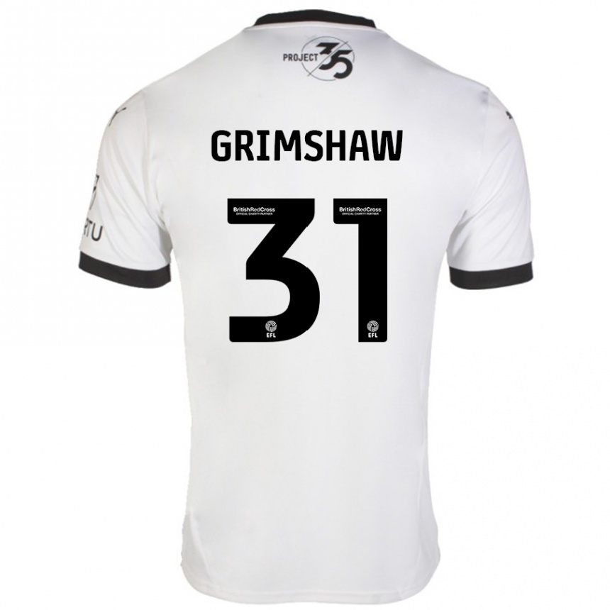 Kids Football Daniel Grimshaw #31 White Black Away Jersey 2024/25 T-Shirt Uk