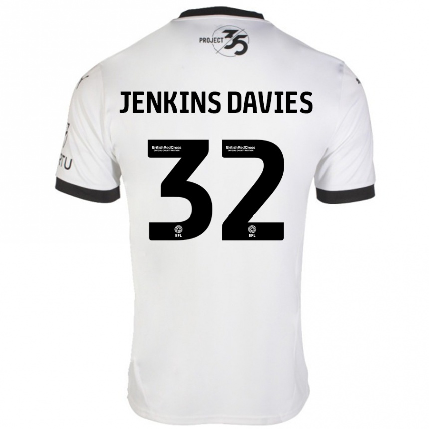 Kids Football Will Jenkins-Davies #32 White Black Away Jersey 2024/25 T-Shirt Uk