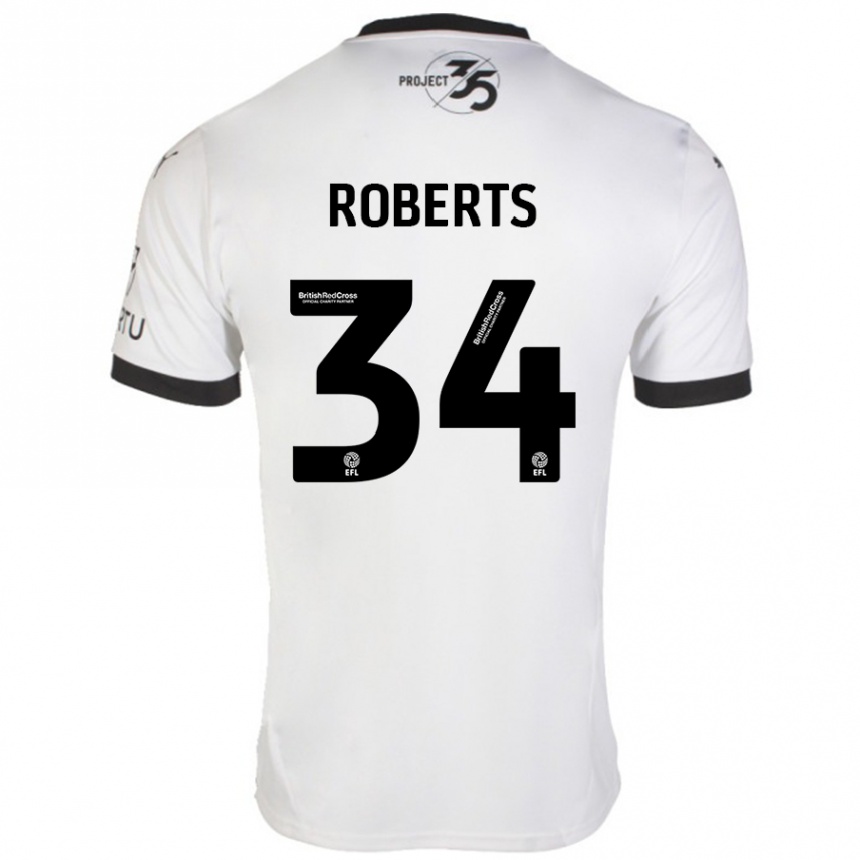 Kids Football Caleb Roberts #34 White Black Away Jersey 2024/25 T-Shirt Uk