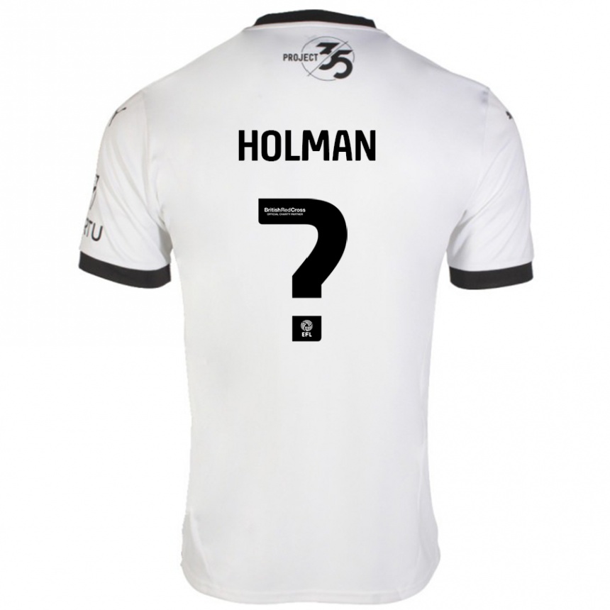 Kids Football Daniel Holman #0 White Black Away Jersey 2024/25 T-Shirt Uk