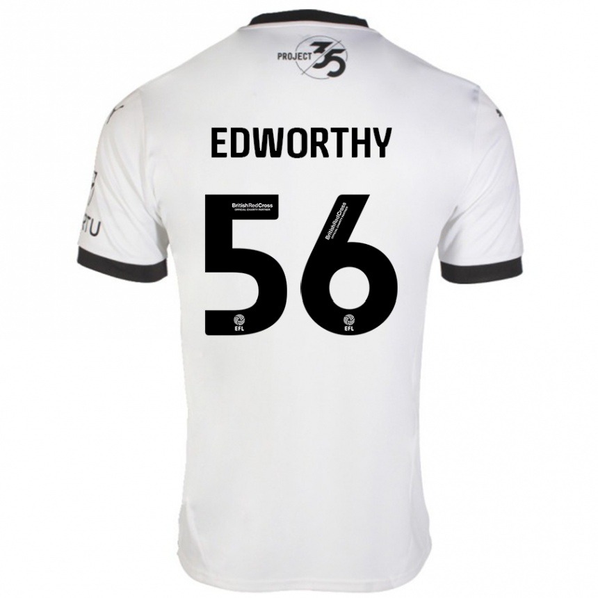 Kids Football Kieran Edworthy #56 White Black Away Jersey 2024/25 T-Shirt Uk