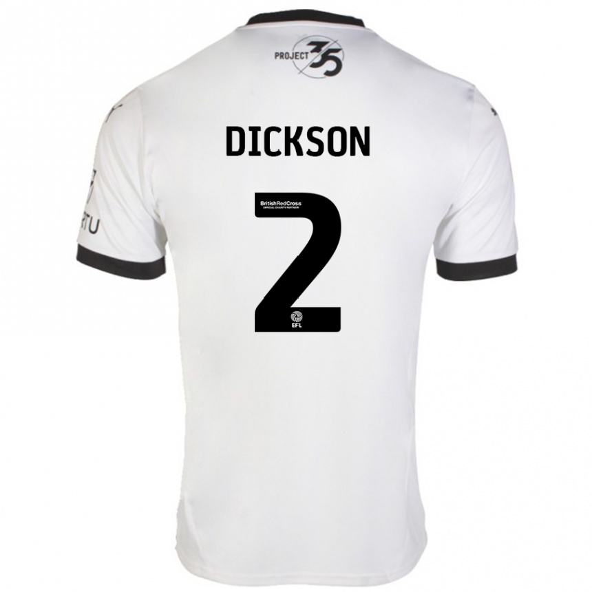 Kids Football Katie Dickson #2 White Black Away Jersey 2024/25 T-Shirt Uk