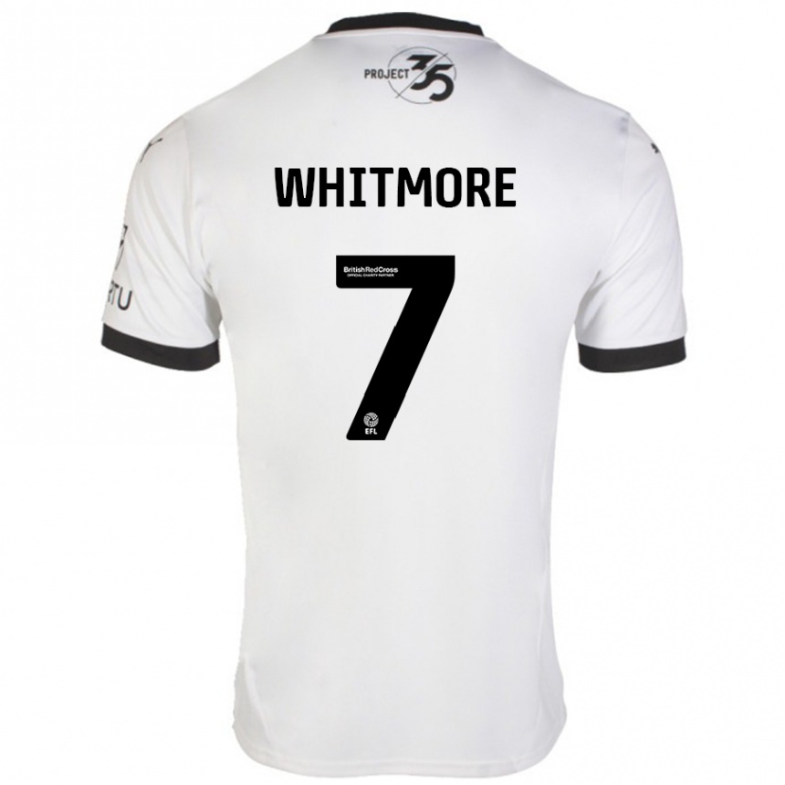 Kids Football Charlotte Whitmore #7 White Black Away Jersey 2024/25 T-Shirt Uk