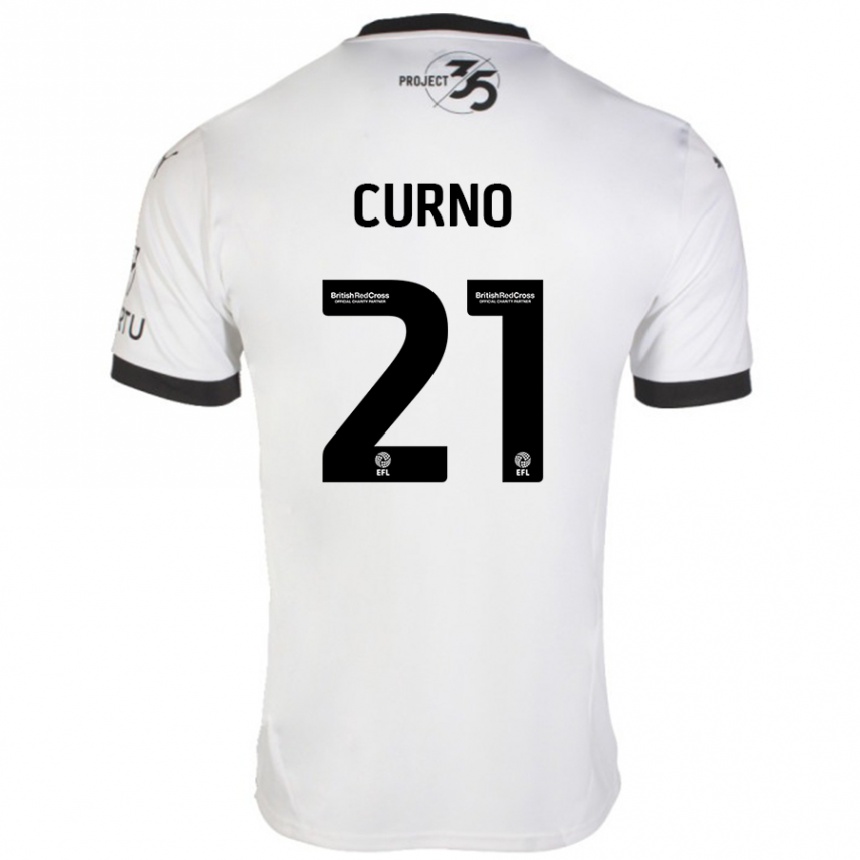 Kids Football Maddi Curno #21 White Black Away Jersey 2024/25 T-Shirt Uk