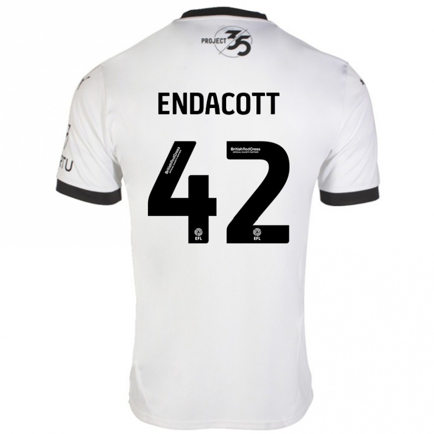 Kids Football Jack Endacott #42 White Black Away Jersey 2024/25 T-Shirt Uk