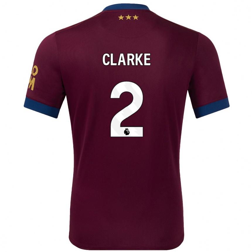 Kids Football Harry Clarke #2 Brown Away Jersey 2024/25 T-Shirt Uk