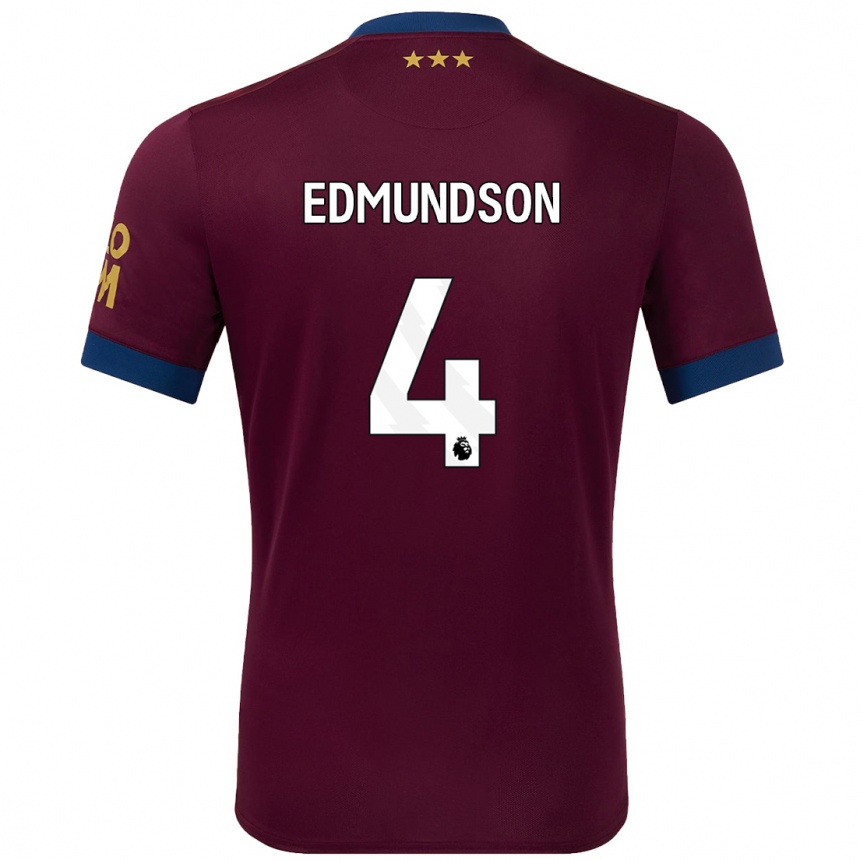 Kids Football George Edmundson #4 Brown Away Jersey 2024/25 T-Shirt Uk