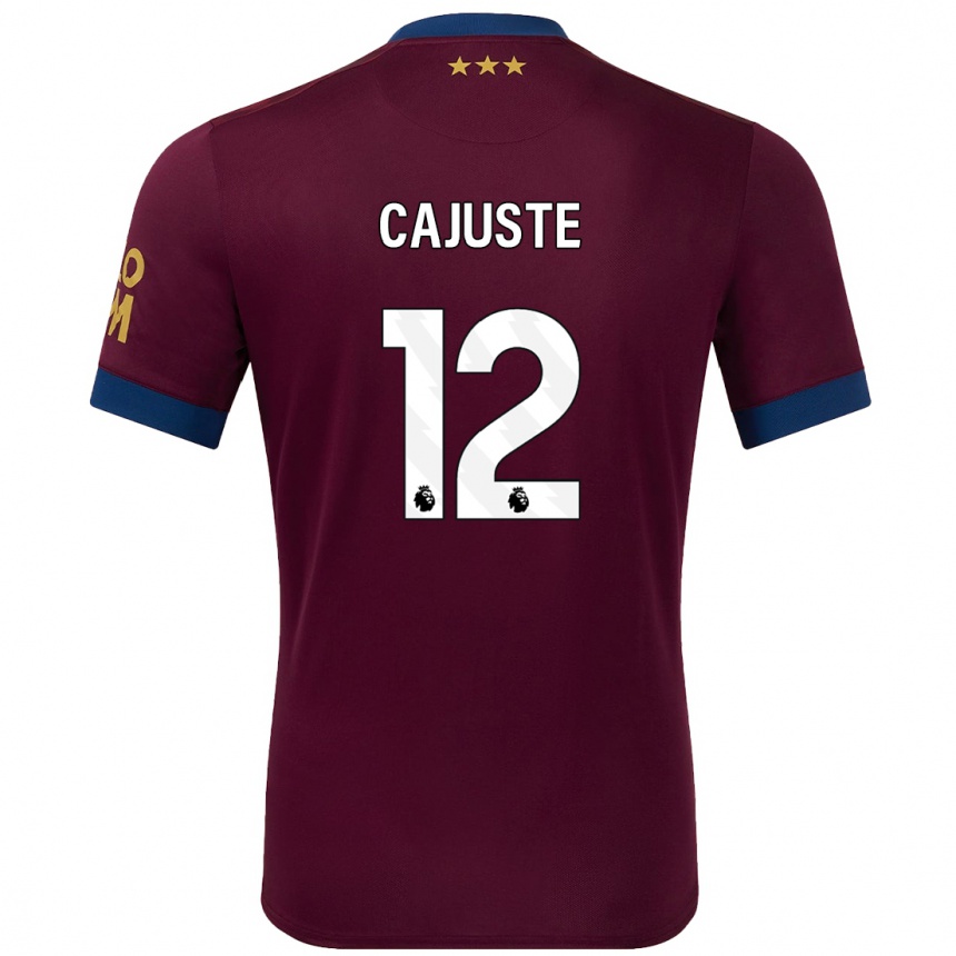 Kids Football Jens Cajuste #12 Brown Away Jersey 2024/25 T-Shirt Uk