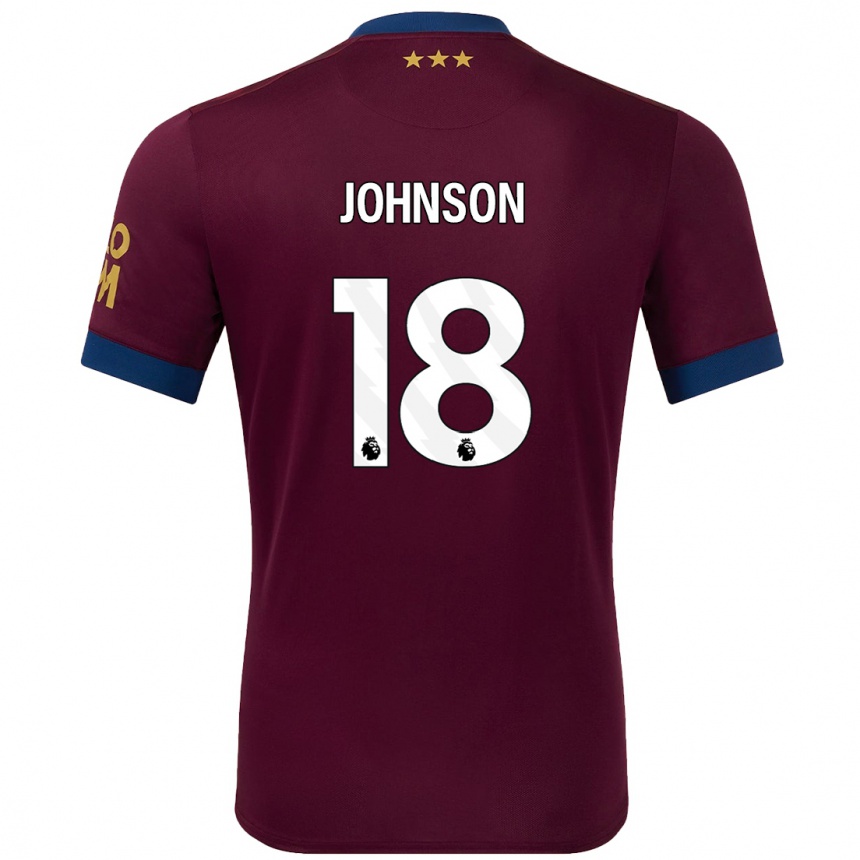 Kids Football Ben Johnson #18 Brown Away Jersey 2024/25 T-Shirt Uk