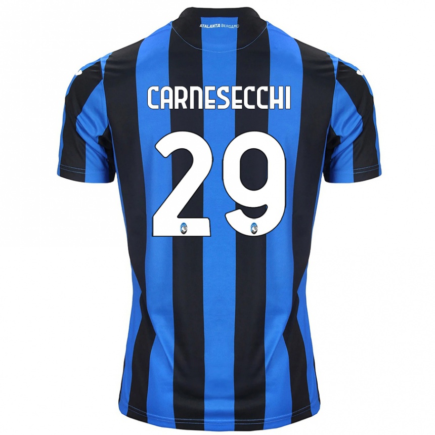 Men Football Marco Carnesecchi #29 Blue Black Home Jersey 2024/25 T-Shirt Uk