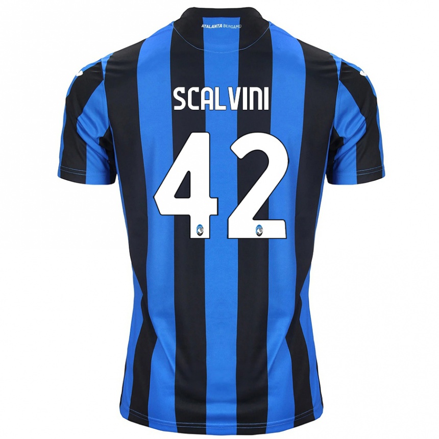 Men Football Giorgio Scalvini #42 Blue Black Home Jersey 2024/25 T-Shirt Uk