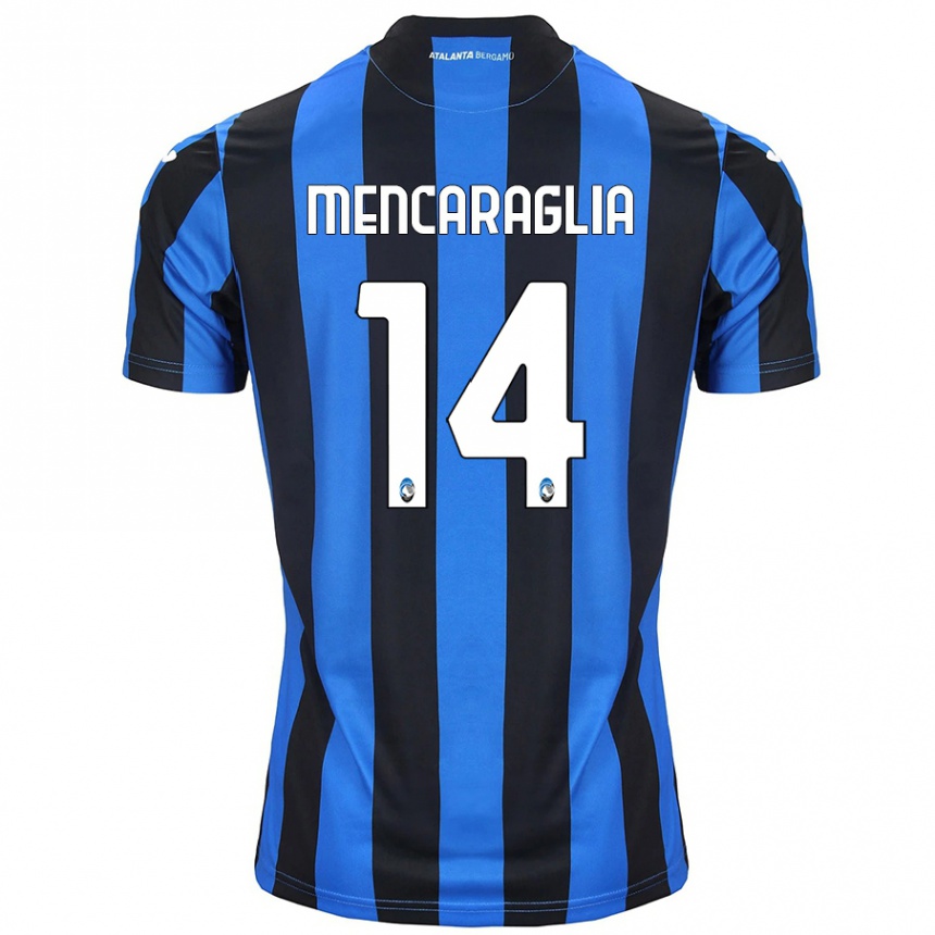 Men Football Filippo Mencaraglia #14 Blue Black Home Jersey 2024/25 T-Shirt Uk