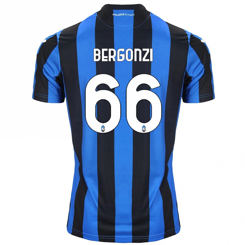 Men Football Federico Bergonzi #66 Blue Black Home Jersey 2024/25 T-Shirt Uk