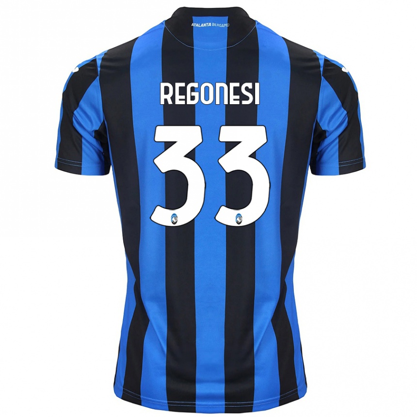 Men Football Iacopo Regonesi #33 Blue Black Home Jersey 2024/25 T-Shirt Uk