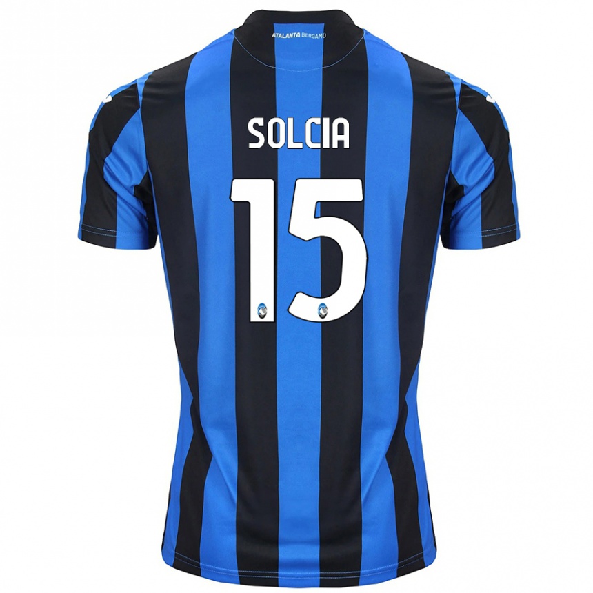 Men Football Daniele Solcia #15 Blue Black Home Jersey 2024/25 T-Shirt Uk