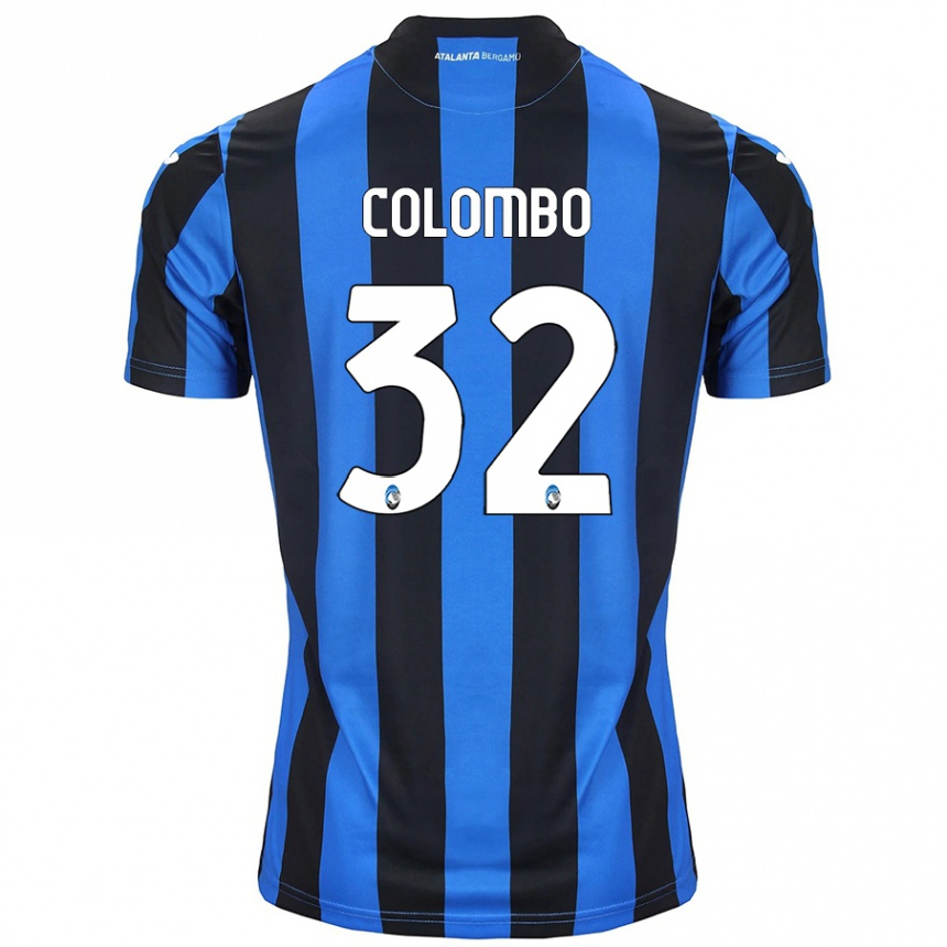 Men Football Matteo Colombo #32 Blue Black Home Jersey 2024/25 T-Shirt Uk