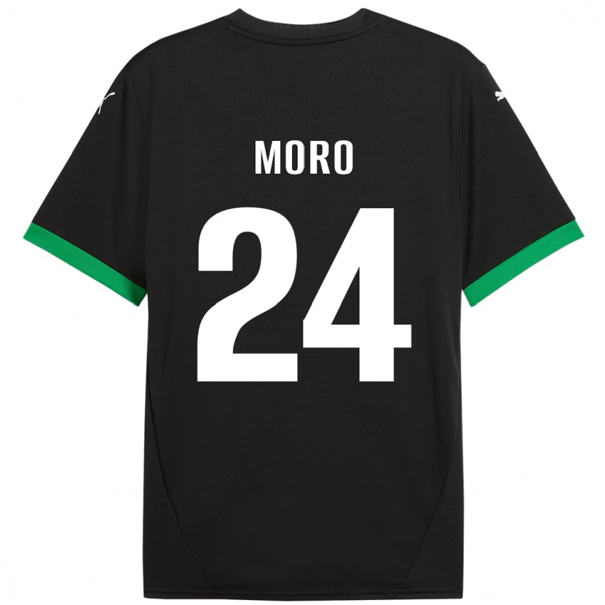 Men Football Luca Moro #24 Black Dark Green Home Jersey 2024/25 T-Shirt Uk