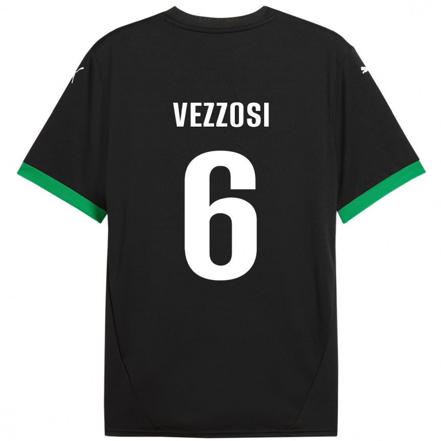 Men Football Giorgio Vezzosi #6 Black Dark Green Home Jersey 2024/25 T-Shirt Uk