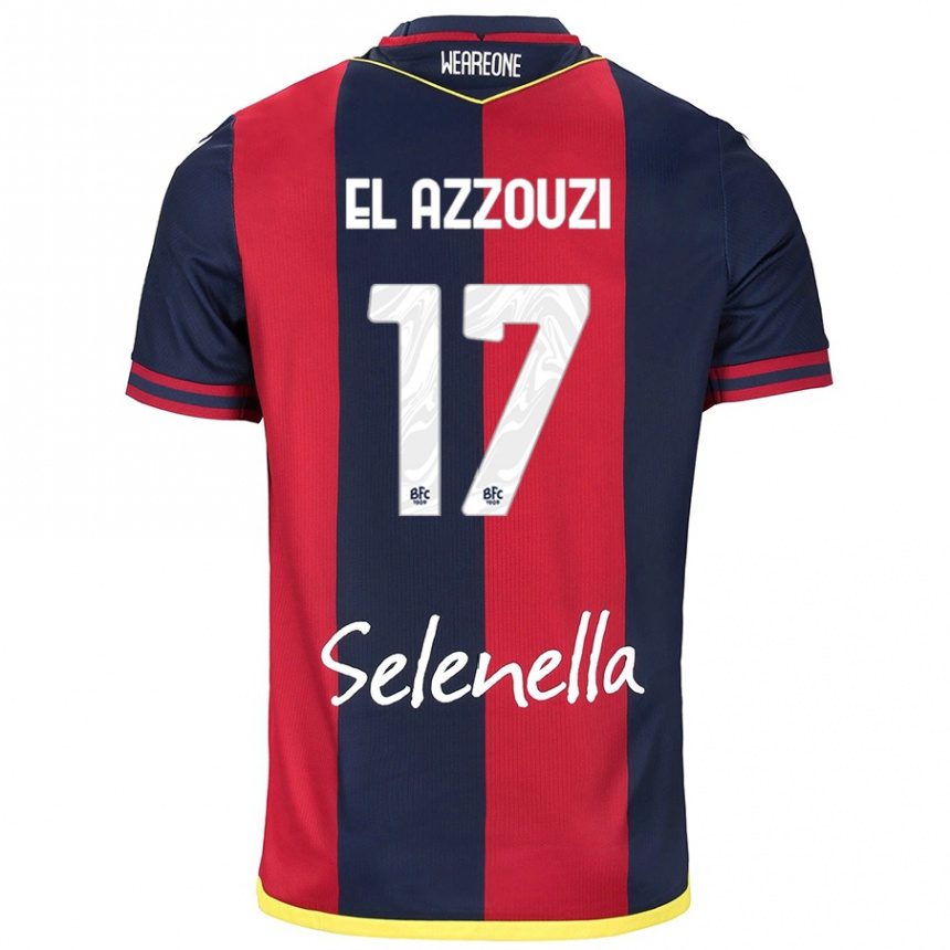 Men Football Oussama El Azzouzi #17 Red Royal Blue Home Jersey 2024/25 T-Shirt Uk