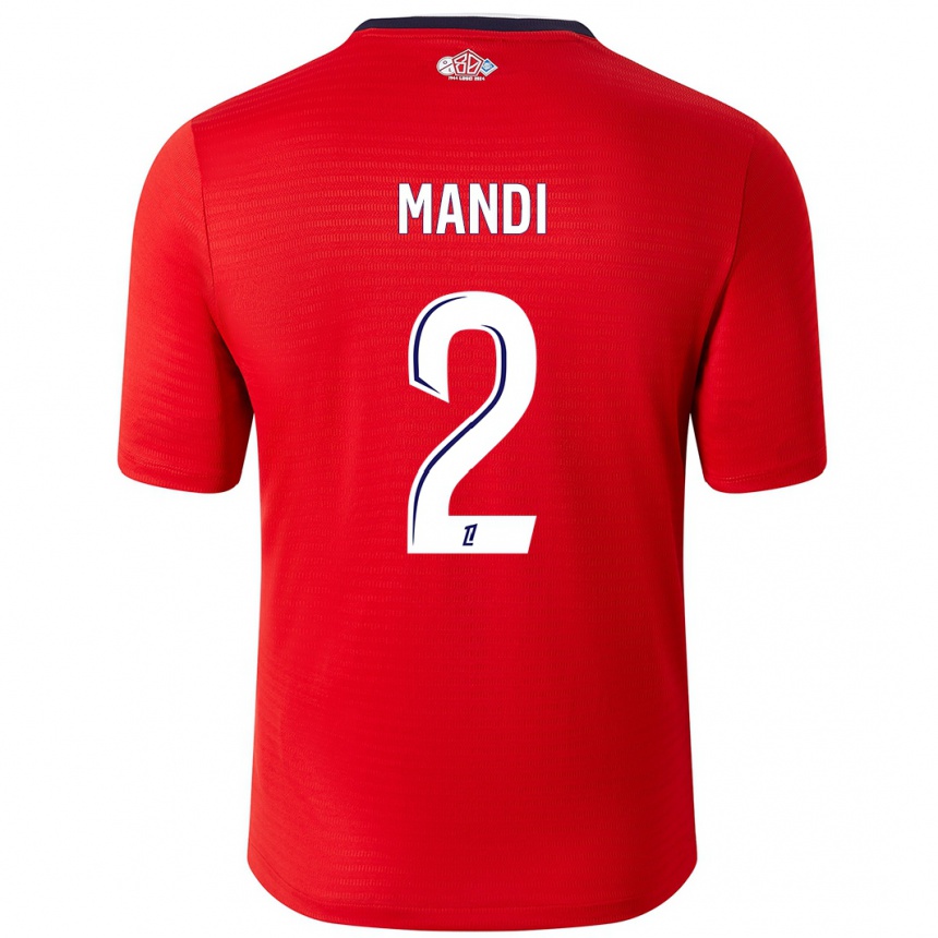 Men Football Aïssa Mandi #2 Red White Home Jersey 2024/25 T-Shirt Uk