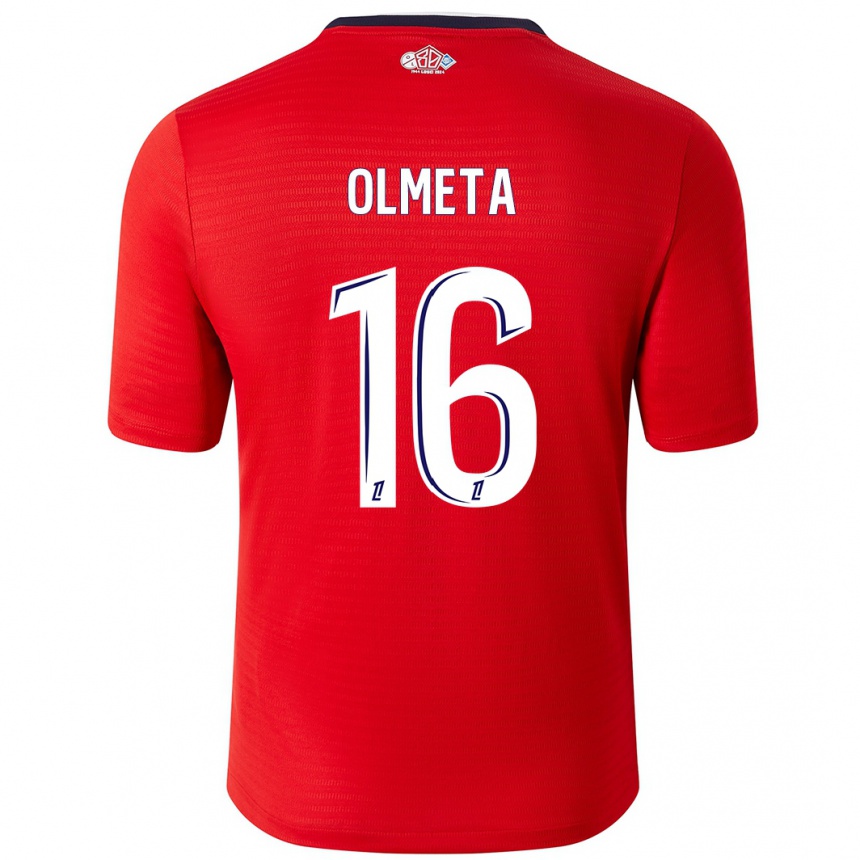 Men Football Lisandru Olmeta #16 Red White Home Jersey 2024/25 T-Shirt Uk