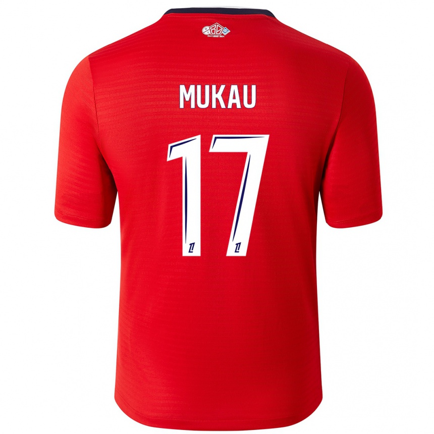 Men Football Ngal'ayel Mukau #17 Red White Home Jersey 2024/25 T-Shirt Uk