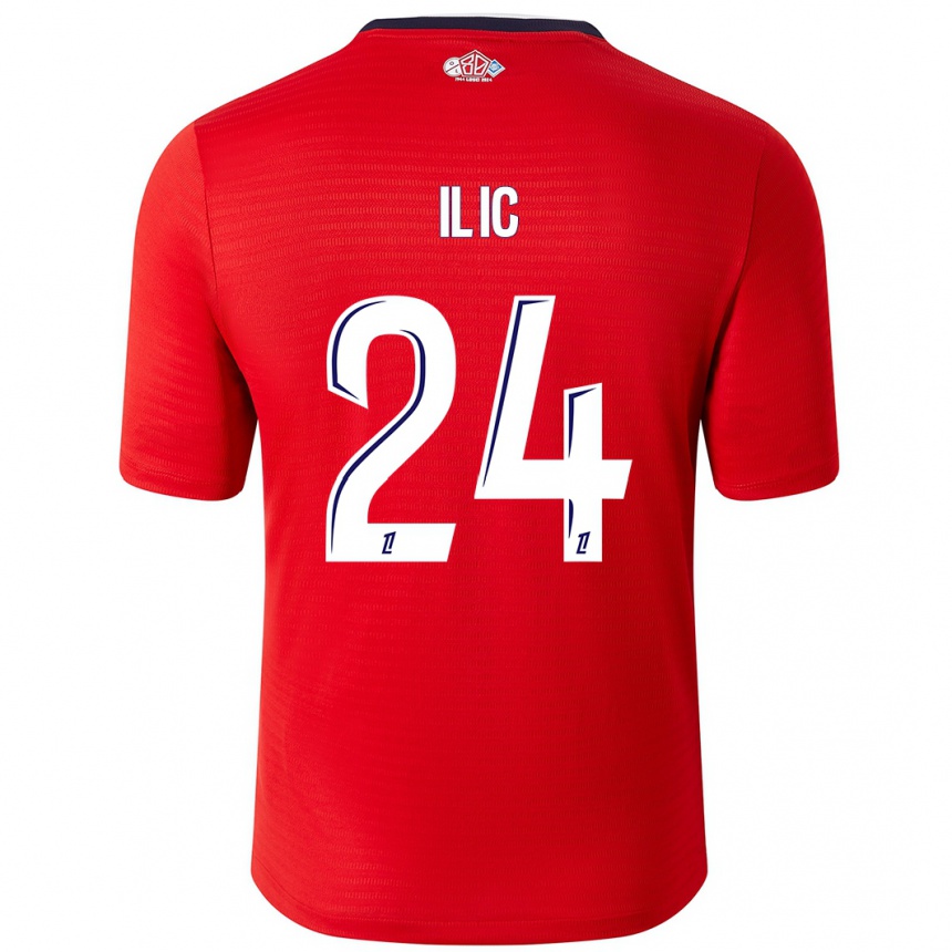 Men Football Andrej Ilic #24 Red White Home Jersey 2024/25 T-Shirt Uk