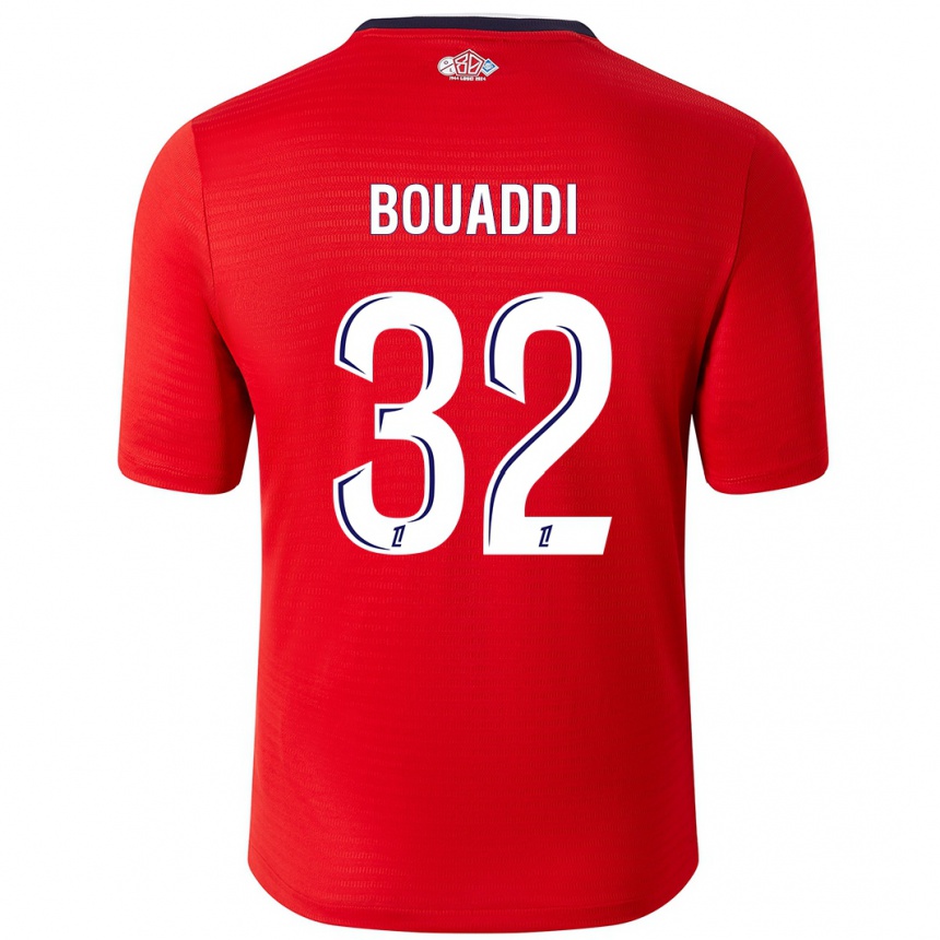 Men Football Ayyoub Bouaddi #32 Red White Home Jersey 2024/25 T-Shirt Uk