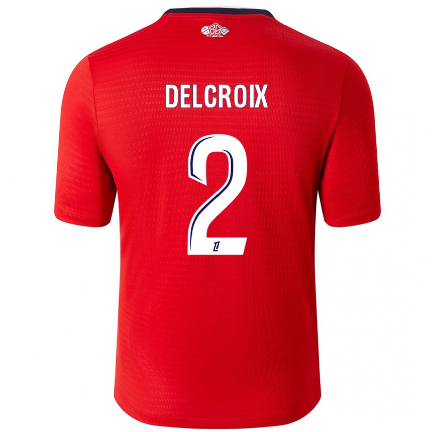 Men Football Céleste Delcroix #2 Red White Home Jersey 2024/25 T-Shirt Uk