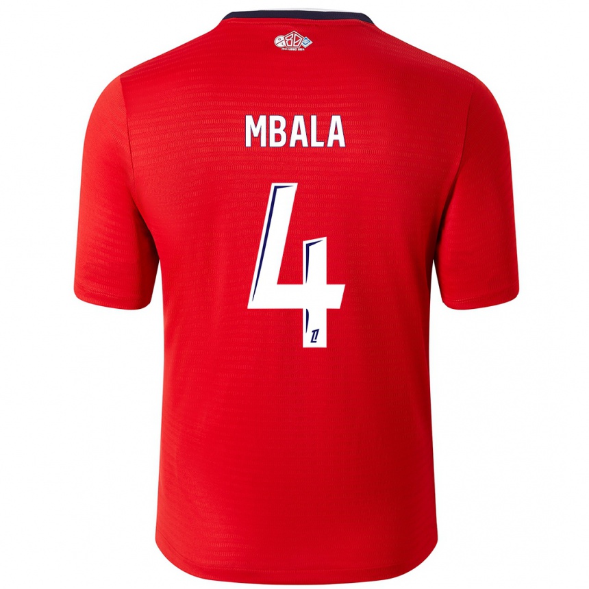 Men Football Olivia Mbala #4 Red White Home Jersey 2024/25 T-Shirt Uk