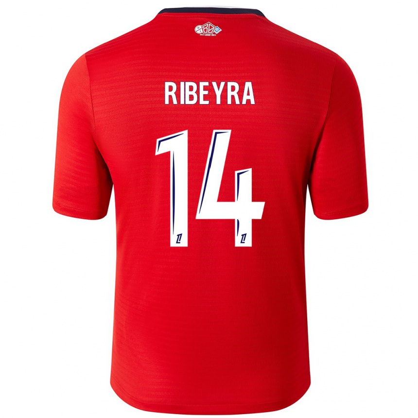 Men Football Anaïs Ribeyra #14 Red White Home Jersey 2024/25 T-Shirt Uk