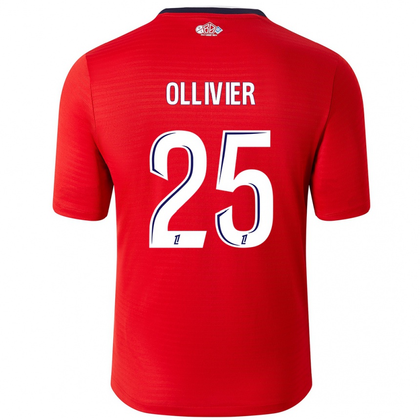 Men Football Agathe Ollivier #25 Red White Home Jersey 2024/25 T-Shirt Uk