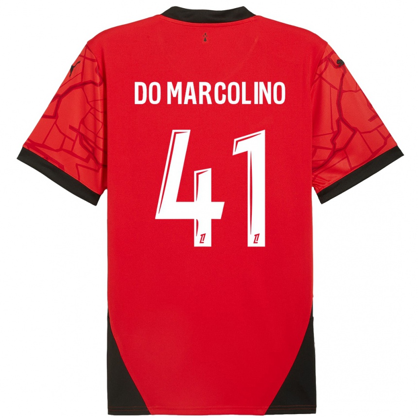 Men Football Alan Do Marcolino #41 Red Black Home Jersey 2024/25 T-Shirt Uk