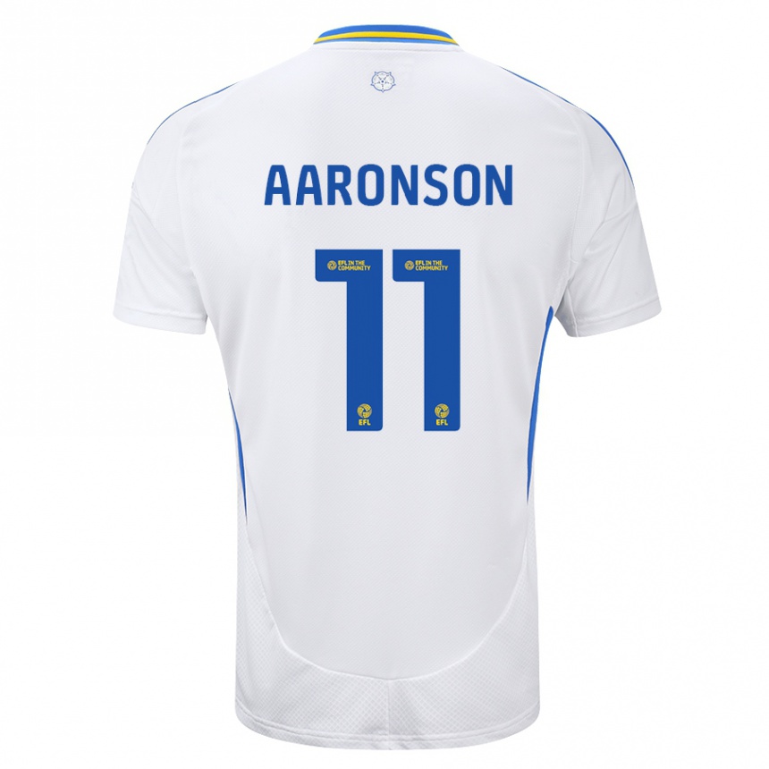 Men Football Brenden Aaronson #11 White Blue Home Jersey 2024/25 T-Shirt Uk