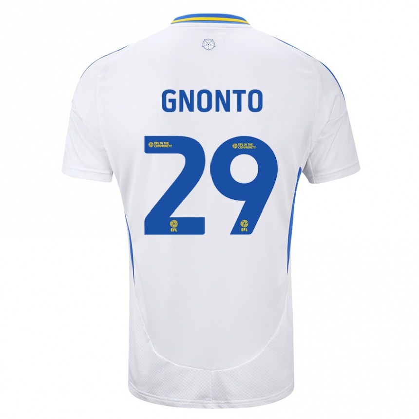 Men Football Wilfried Gnonto #29 White Blue Home Jersey 2024/25 T-Shirt Uk