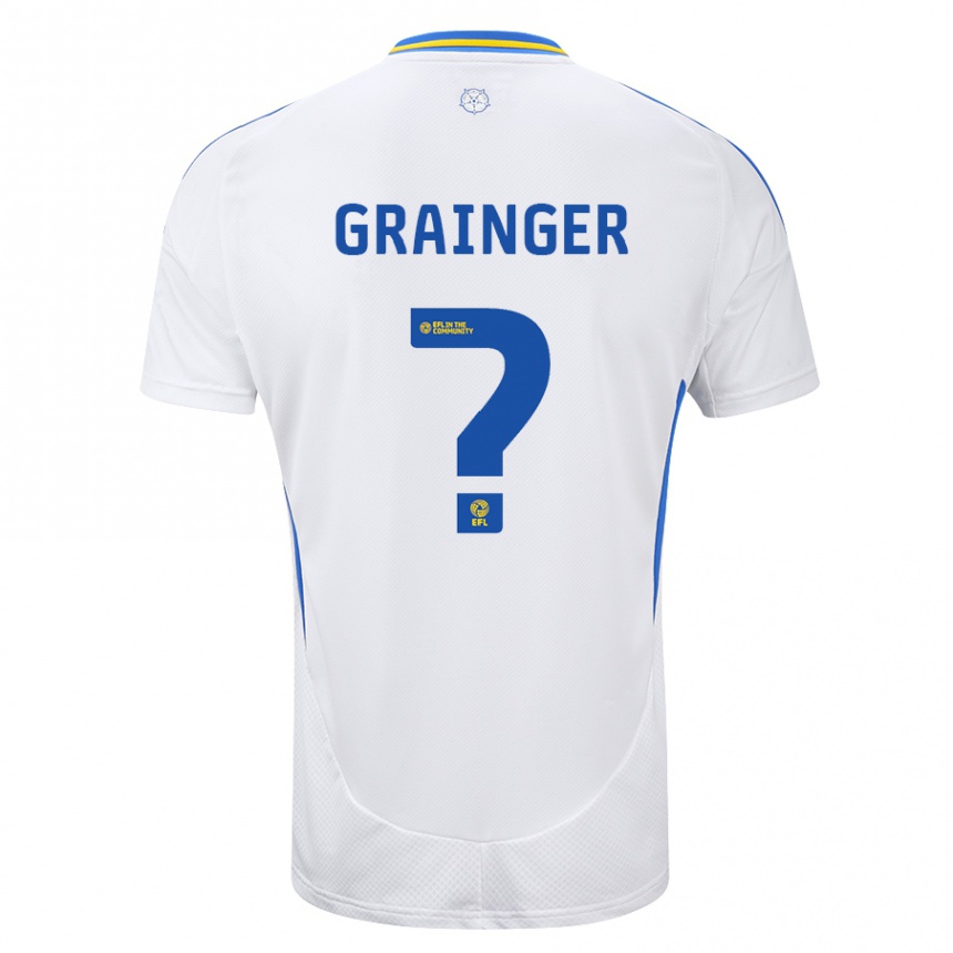 Men Football Owen Grainger #0 White Blue Home Jersey 2024/25 T-Shirt Uk