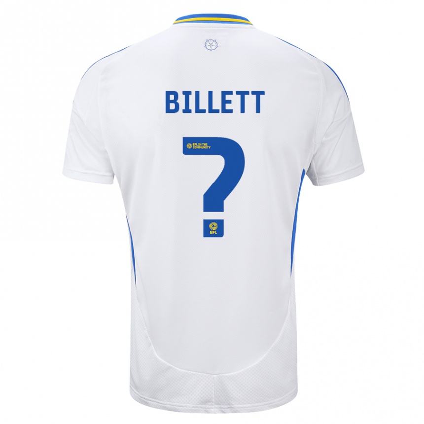 Men Football Joe Billett #0 White Blue Home Jersey 2024/25 T-Shirt Uk