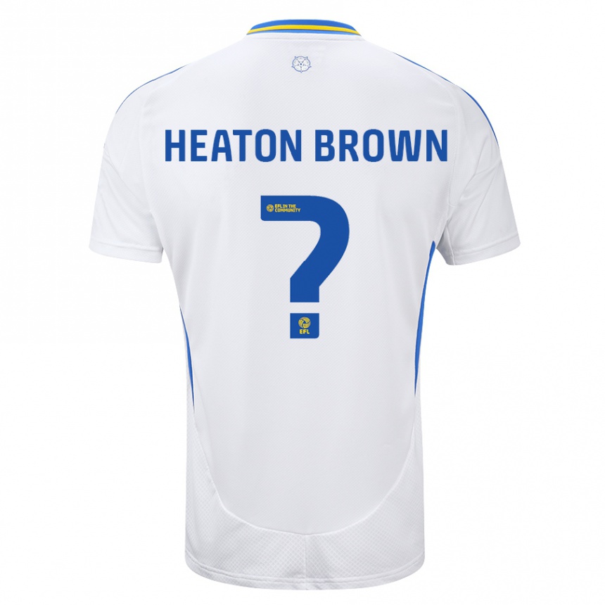 Men Football Heaton Brown #0 White Blue Home Jersey 2024/25 T-Shirt Uk